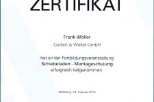 Ehret Schiebeladenschulung "Montage" 2016 - Hr. Wöller, Frank
