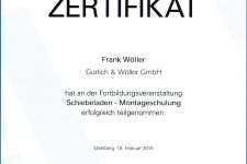 Ehret Schiebeladenschulung "Montage" 2016 - Hr. Wöller, Frank