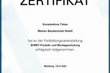 Ehret Produkt- und Montageschulung 2022 - Hr. Konstantinos Tokas