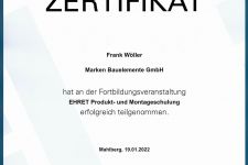 Ehret Produkt- und Montageschulung 2022 - Hr. Frank Wöller