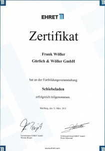 Ehret Zertifikat - Wöller 2013